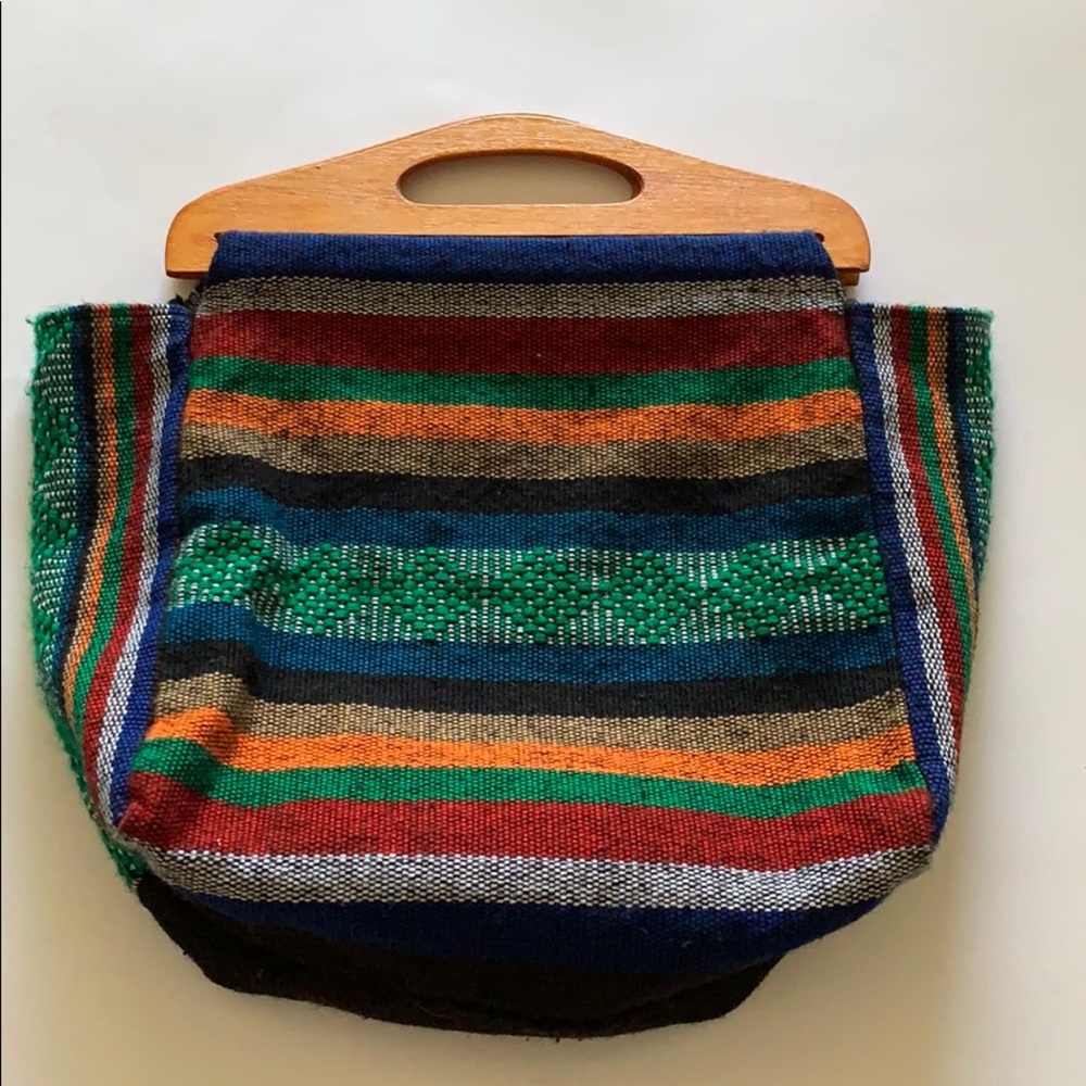 Vintage bag from Mexico with Wooden Handles